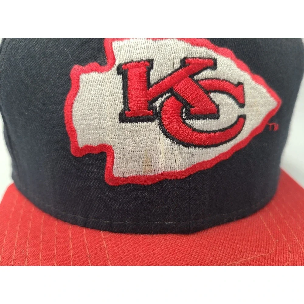 Vintage Kansas City Chiefs New Era Low Profile‎ Snapback Hat Cap Wool Black Red